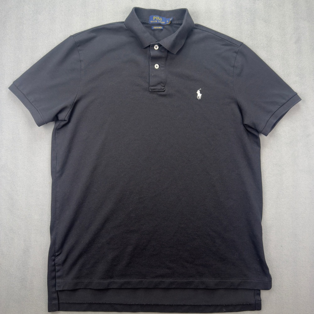 Polo Ralph Lauren Mens Stretch Mesh Short Sleeve Polo Shirt Black Large 0538
